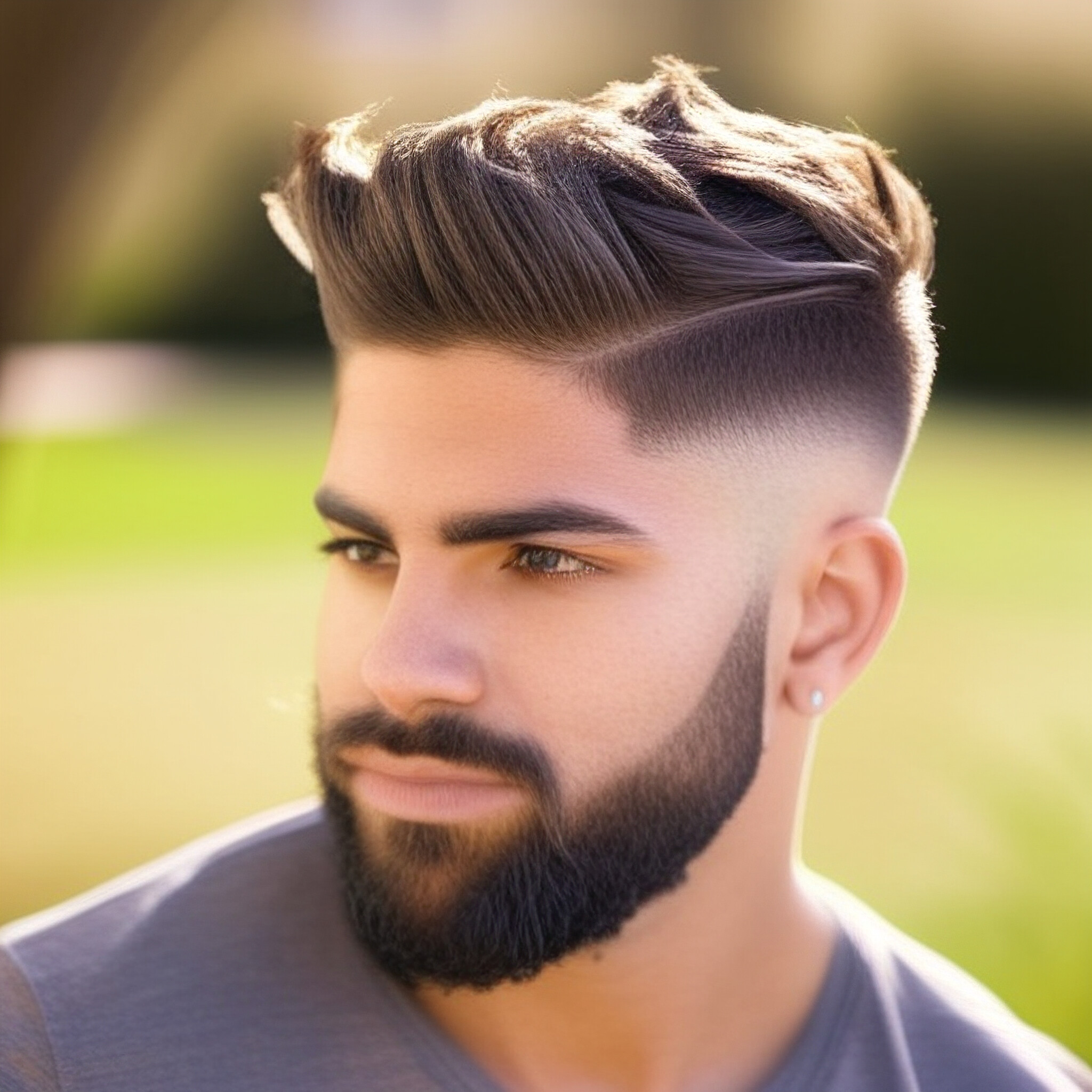 In this captivating close-up image, we see a masterclass in low fade hairstyles. The individual's hair is styled with precision and attention to detail, showcasing the versatility and style of this modern haircut. From the short, buzzed top section to the longer, flowing hair at the back and sides, every aspect of the look is carefully considered. Whether you're looking for a stylish update or a low-maintenance solution, this image provides a compelling glimpse into the world of low fade hairstyles.