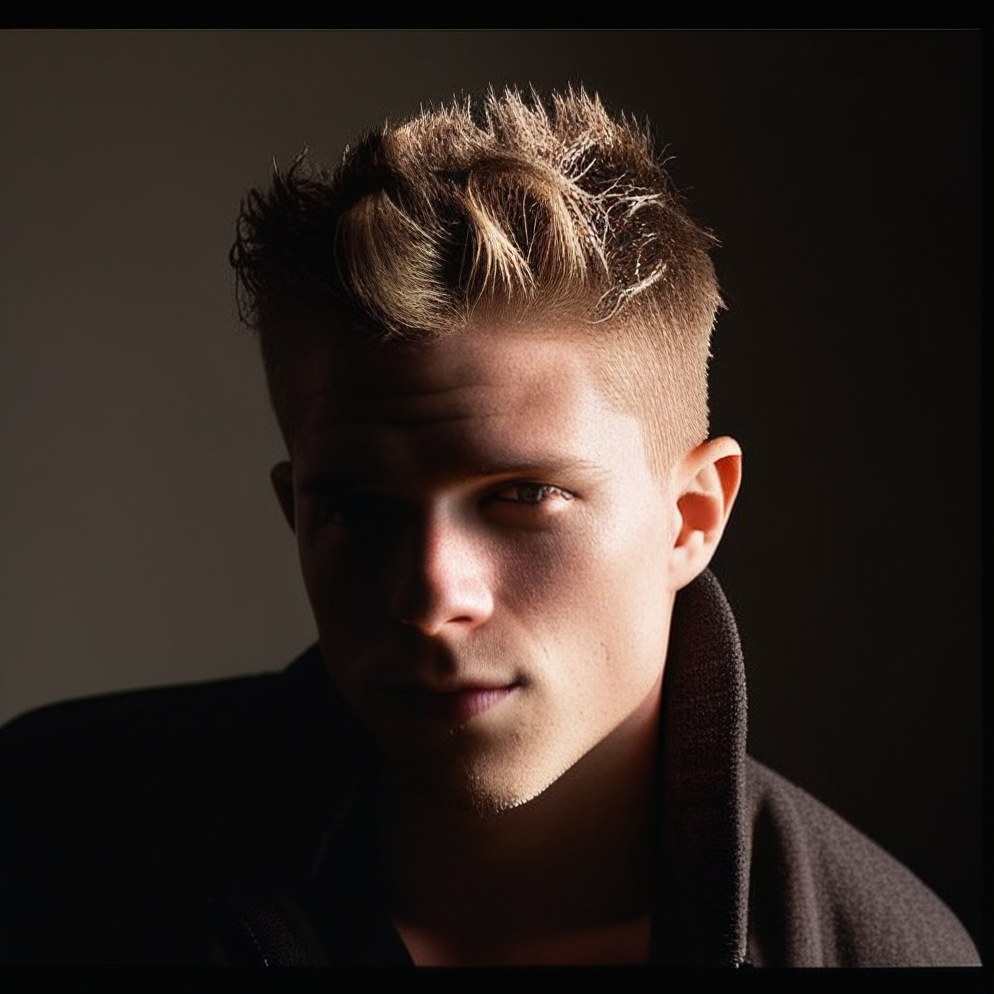 Meet the epitome of modern style with this captivating image of a young man's low fade haircut. The sleek and sophisticated look is achieved by blending short lengths on top with a gradual taper to the sides and back.