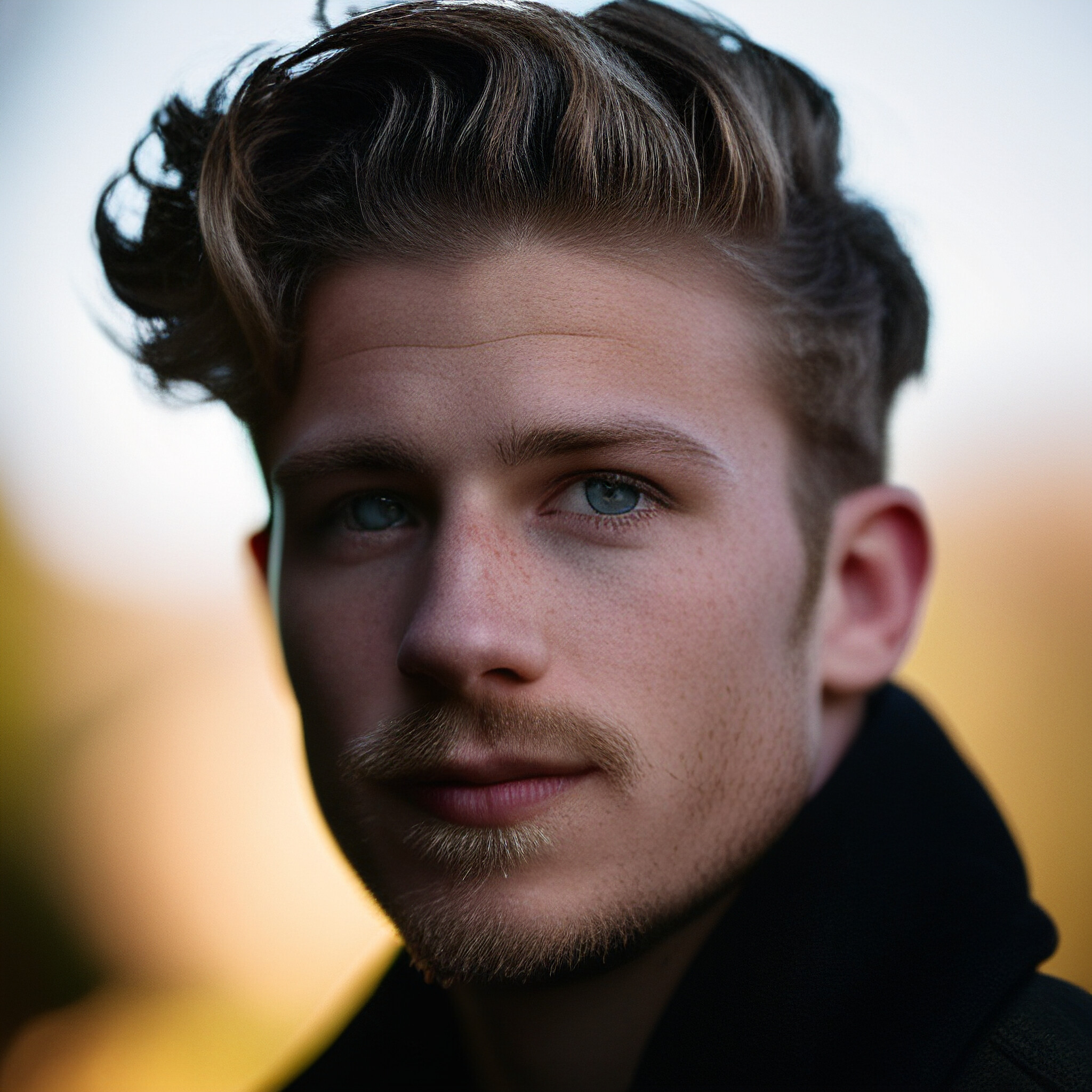 A snapshot of a stylish young man who knows how to rock his spiky, dark-haired look.