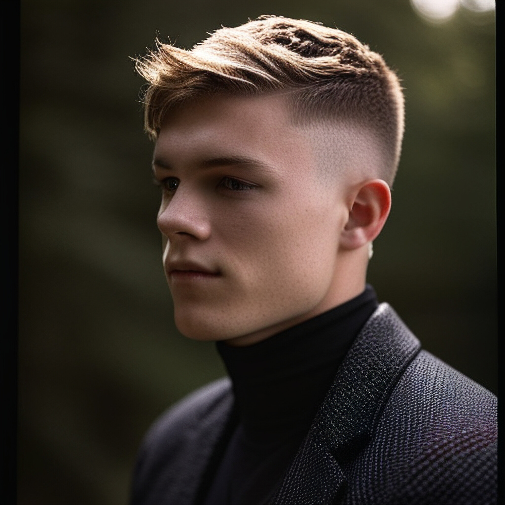 Experience the sleek, modern look of a perfectly crafted low fade haircut. This stylish style is perfect for men who want to make a statement without trying too hard. With its blend of length and texture on top, paired with a clean-shaven face and stylish beard, the low fade is a timeless cut that suits any lifestyle.