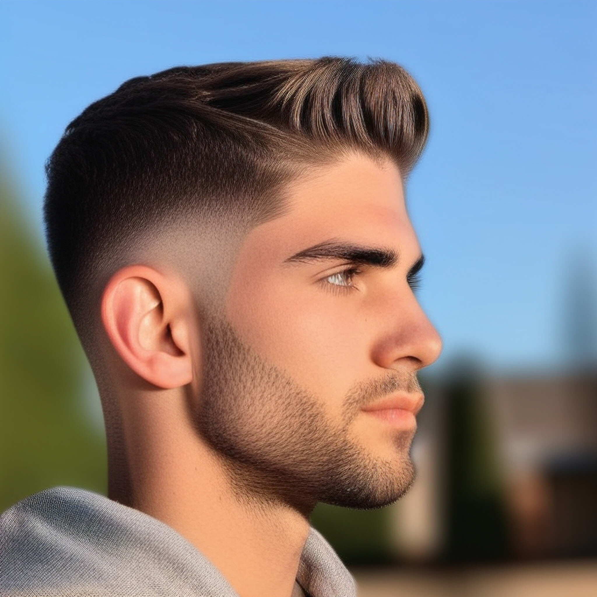 Meet the ultimate low fade haircut inspiration! This stylish look features a short and sleek cut on the sides, gradually fading into a longer top section. The result is a modern and sophisticated hairstyle that's perfect for anyone looking to update their grooming routine.