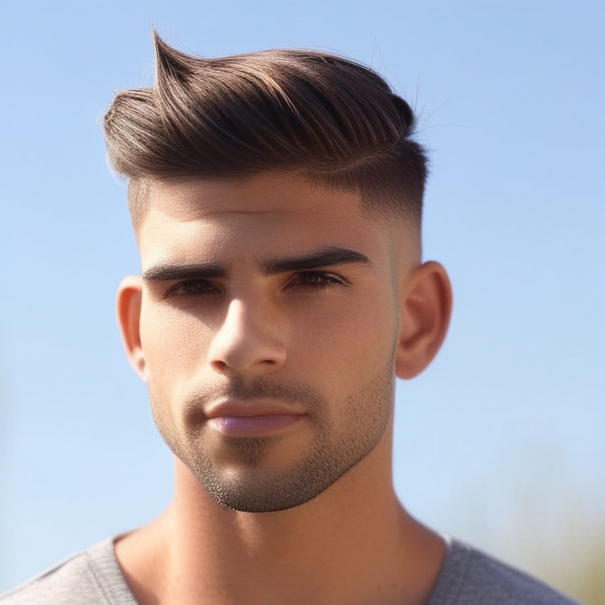 Meet the epitome of modern style, captured in this stunning image. The young man's low fade haircut is the star of the show, with its sleek, high-top design and precision-crafted edges. Notice how the fading seamlessly transitions from the top to the sides, creating a seamless look that exudes confidence and sophistication. This isn't just a hairstyle - it's a work of art that showcases the beauty of modern barbering techniques.