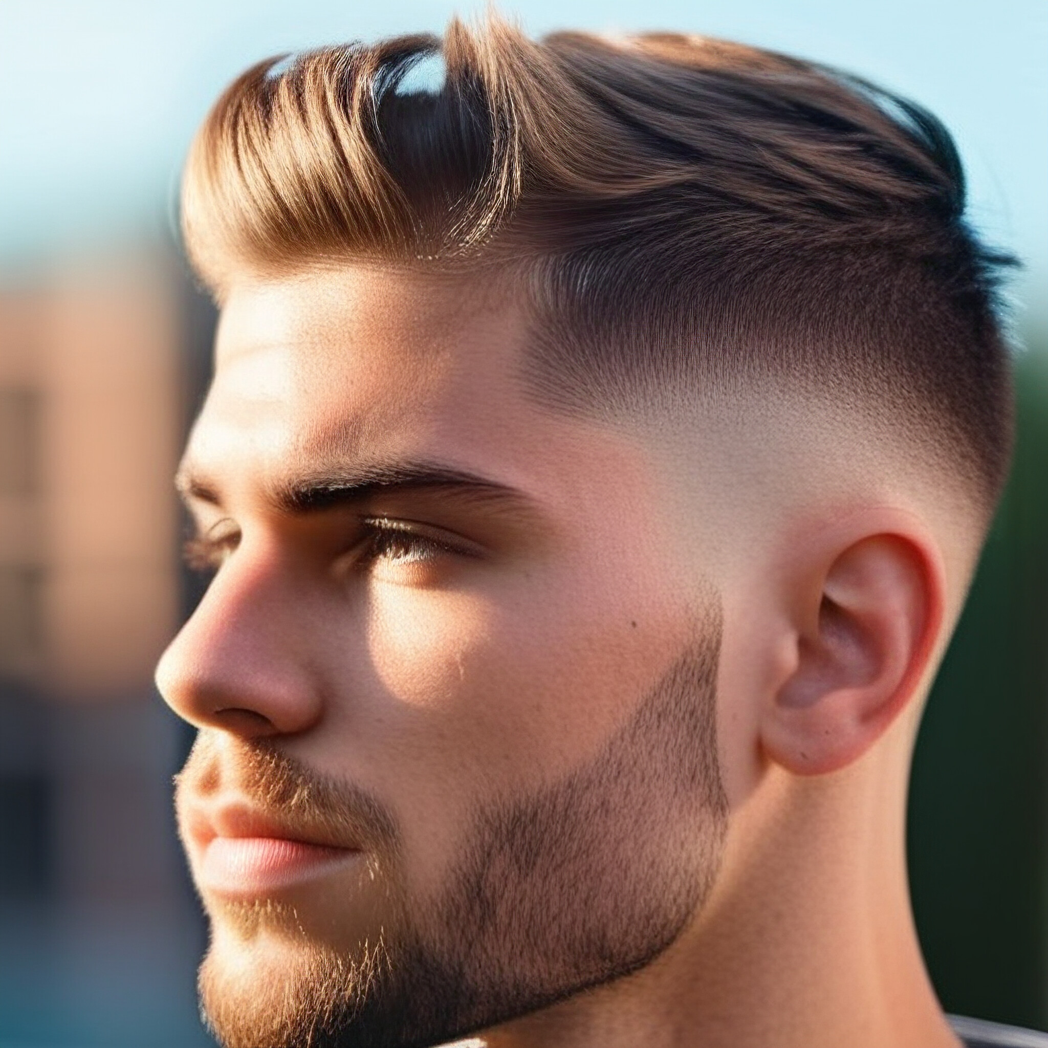 Take a closer look at the intricacies of this stylish low fade haircut. From the textured top layer to the seamless fade towards the sides and back, every detail tells a story of fashion and flair. This image invites you to appreciate the craftsmanship that goes into creating a truly exceptional hairstyle. Notice how the contrast between light and dark creates depth and visual interest, drawing your eye to the focal point of the style: the low fade haircut itself.