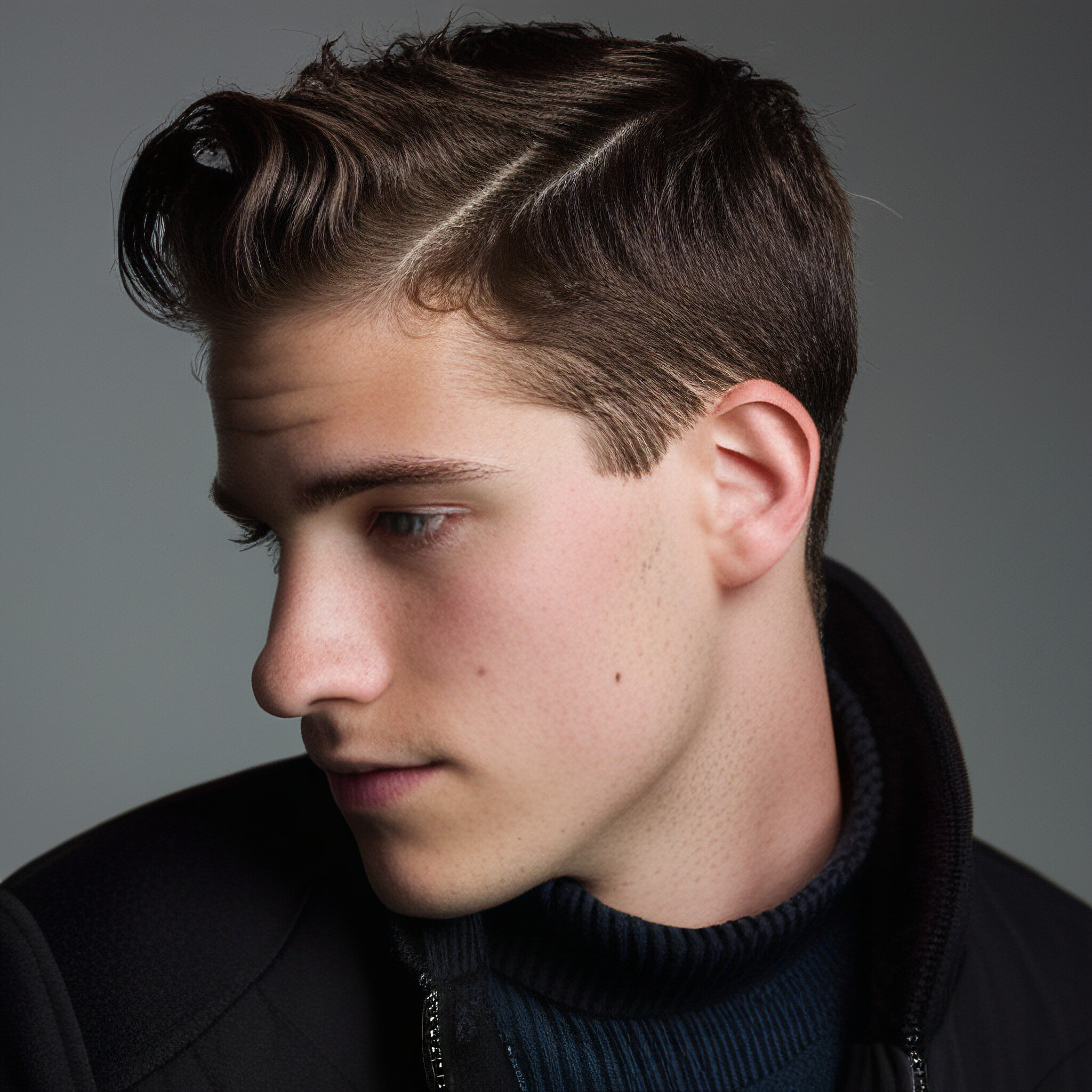 Experience the simplicity and elegance of a well-groomed short hair look.