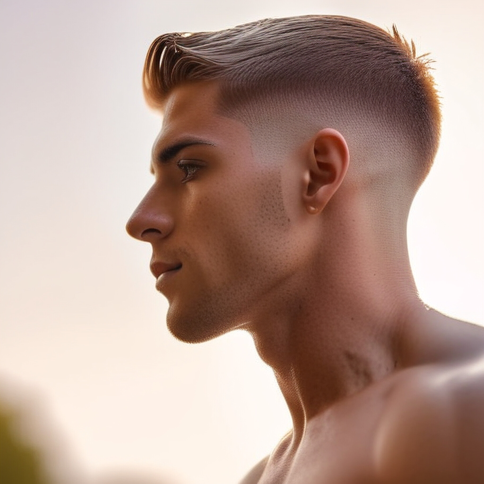 Experience the sleek sophistication of a well-groomed low fade haircut. This stylish 'do features a seamless blend of short sides and longer top hair, creating a modern look that's both timeless and versatile. Perfect for those who want to balance volume on top with a polished, put-together appearance, this haircut is ideal for daily wear or special occasions alike.