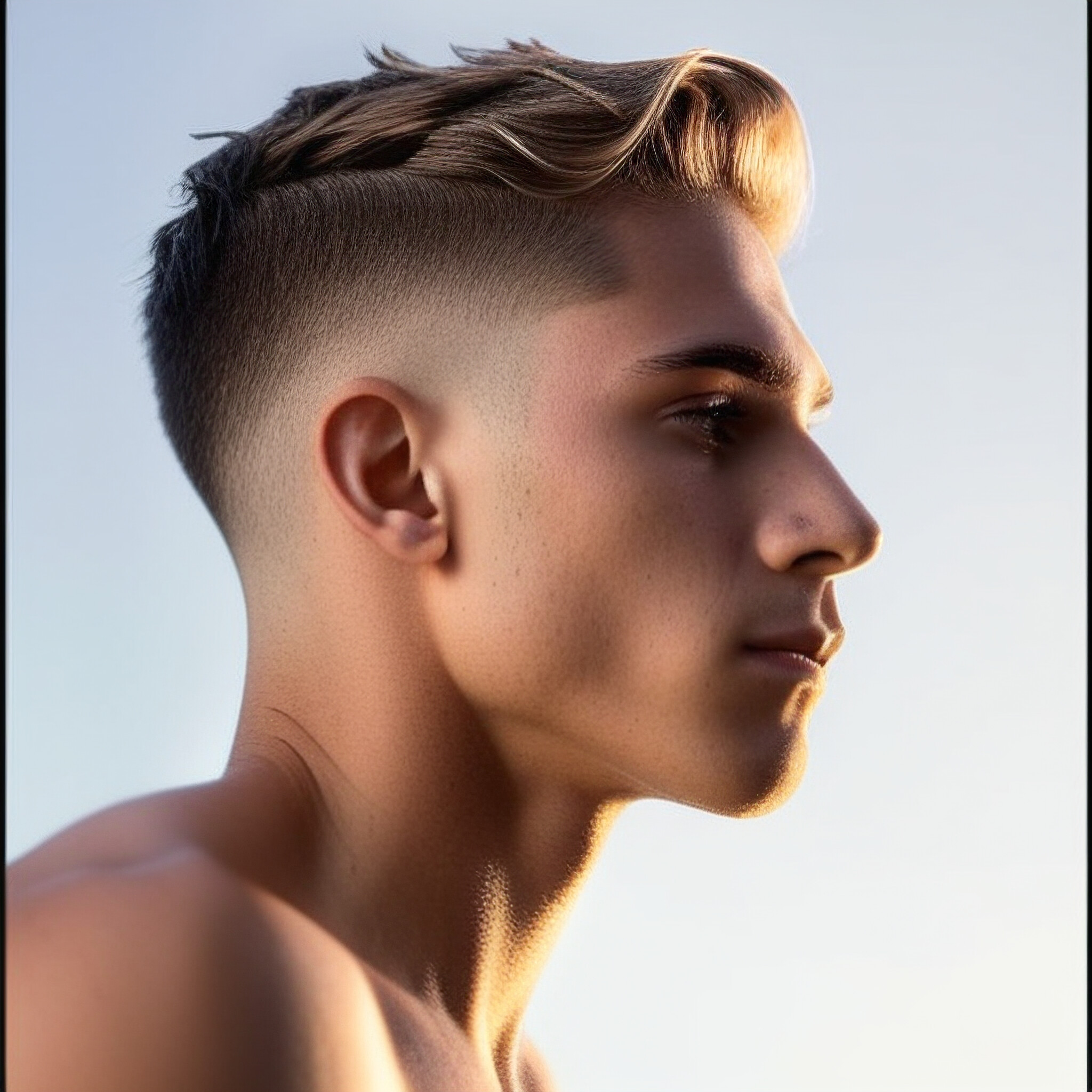 Experience the sleek, sophisticated look of a perfectly crafted low fade haircut. This timeless style suits any face shape and personality, making it perfect for men who want to make a statement without trying too hard. With its blend of length and texture on top, paired with a clean-shaven face and styled beard (if applicable), this look is sure to turn heads.