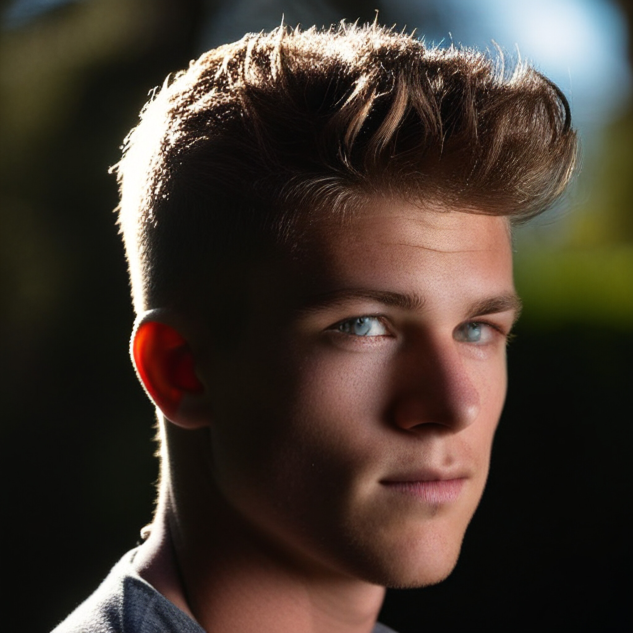 Get ready to be impressed by this stunning low fade hairstyle! Notice the way the short hair on the sides and back seamlessly transitions into longer locks at the top, creating a clean line that frames the face without overpowering it. This technique is a masterclass in understated elegance, making it perfect for anyone looking to upgrade their grooming routine. The individual's hair appears naturally thick, adding volume to this look and drawing attention to his features. The subtle texture of his locks creates a sense of depth and dimensionality, while the overall effect is one of effortless sophistication. Whether you're dressing up or dressing down, this low fade hairstyle is sure to turn heads.