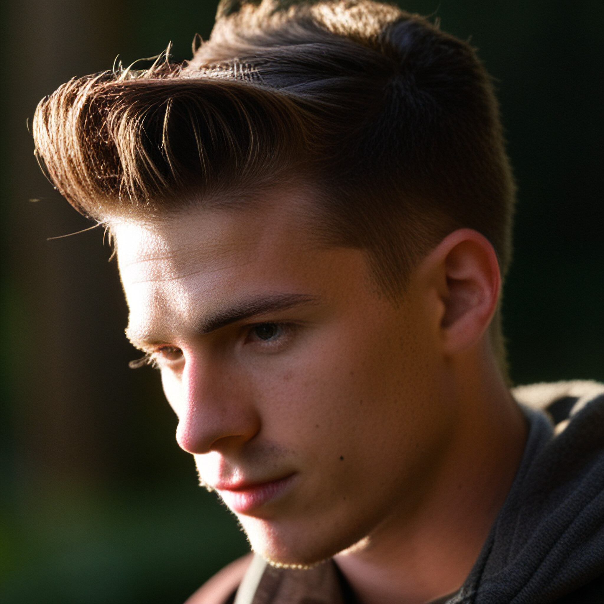 Embrace the best of both worlds with this hybrid hairstyle, blending the elevated quiff and pompadour with clean, tapered sides. The high shine and defined structure give a polished appearance that's perfect for any occasion, from casual outings to formal events.