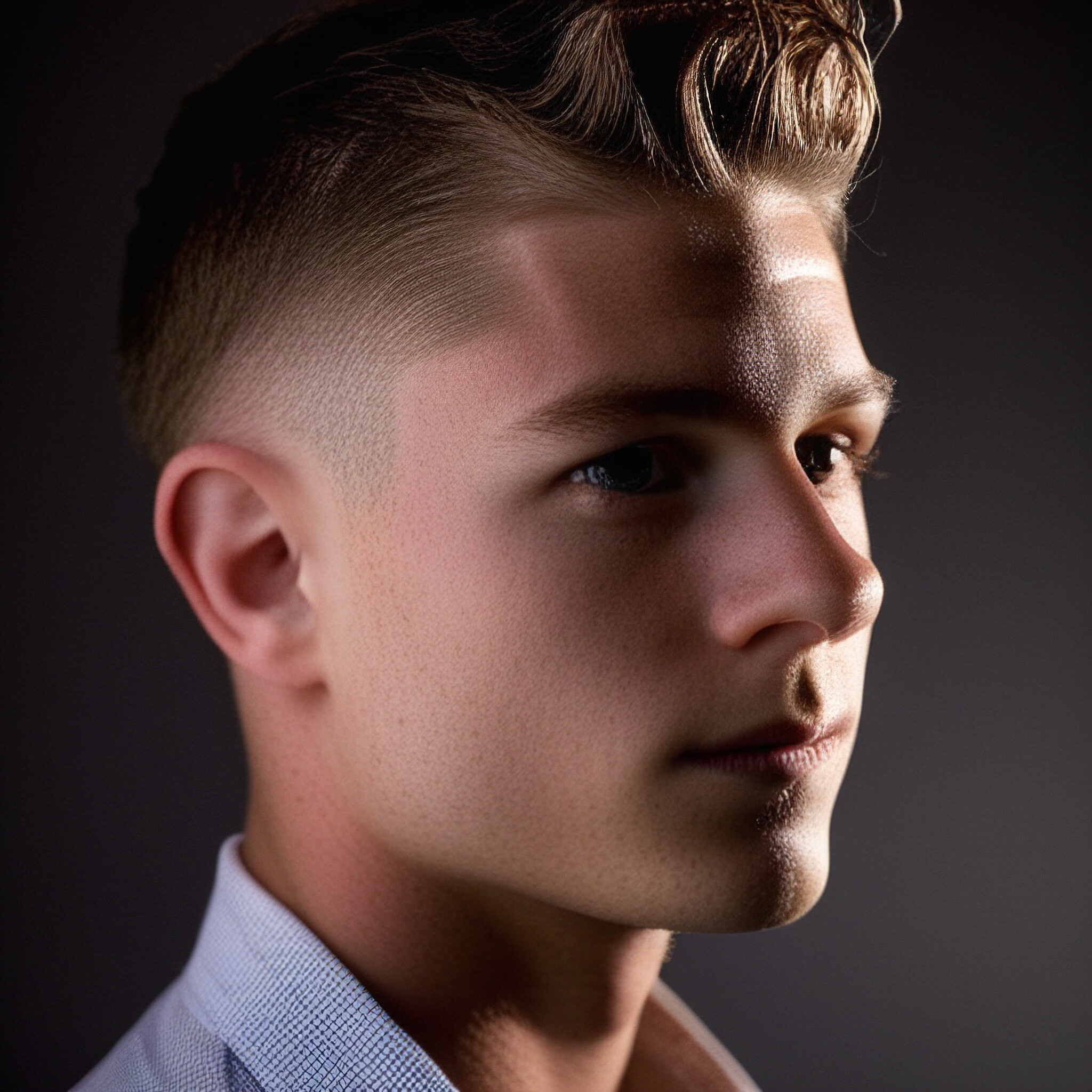 The low fade hairstyle is all about balance - between the sleekness of the shaved top and the effortless cool of the longer hair on the back and sides. In this image, the man's hair is perfectly coiffed, with no visible lines or edges. Take inspiration from this example and discover how easy it can be to rock a low fade haircut.