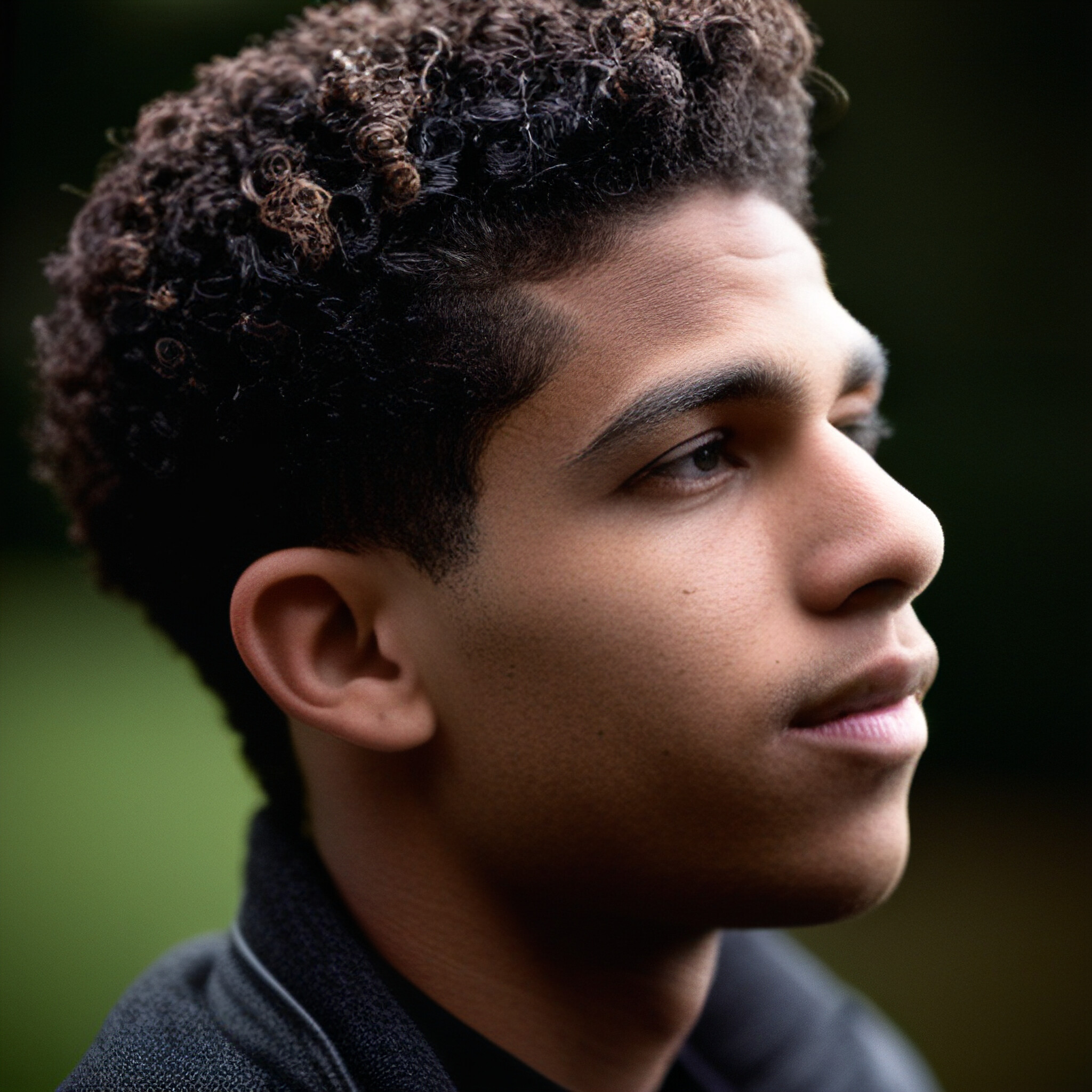 Get inspired by this young man's stunning afro hairstyle, perfectly showcasing his natural texture and curly locks.