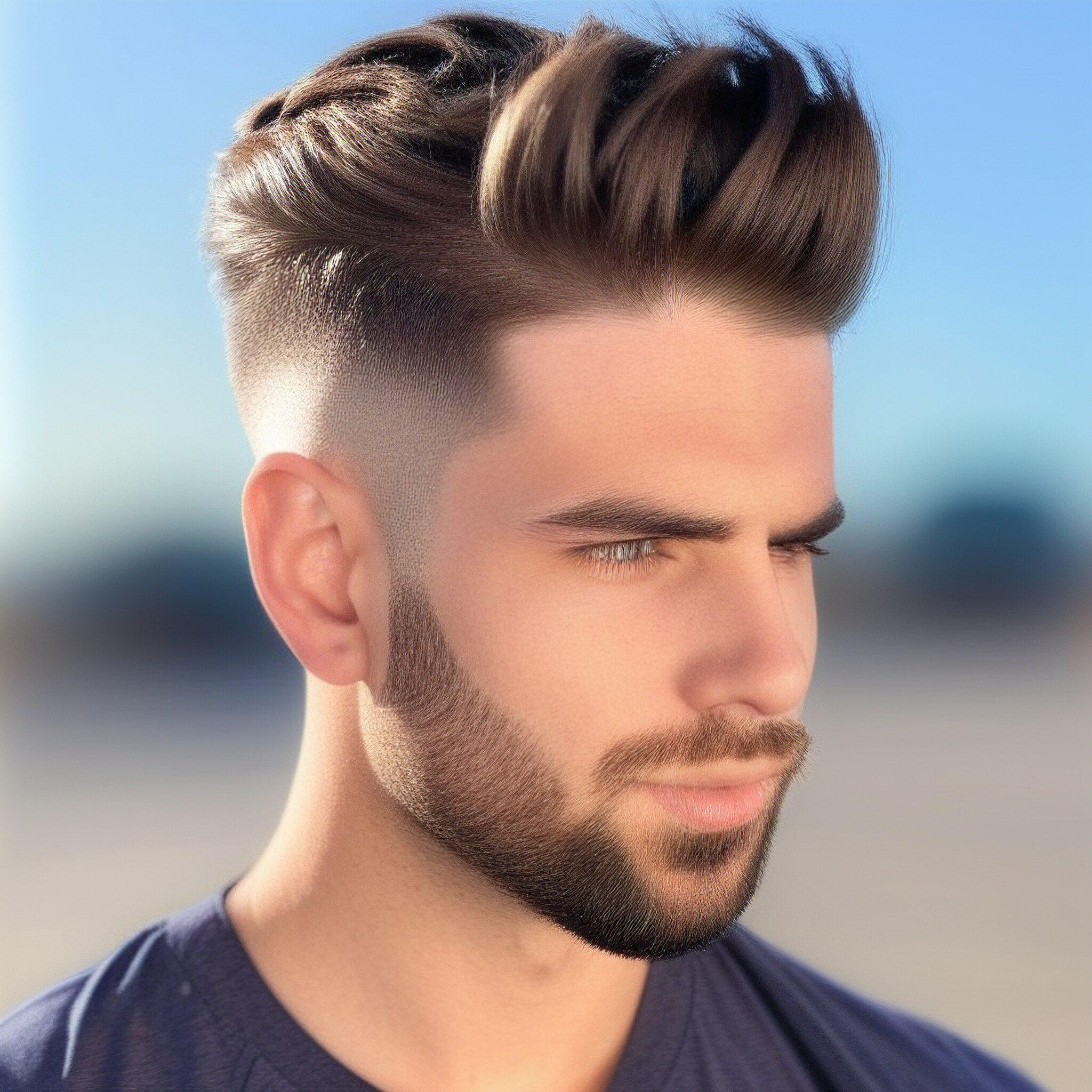 Get inspired by this stylish young man's perfectly cut low fade haircut. The seamless blend between the shaved top and the longer hair on the back and sides creates a modern and polished look that's perfect for anyone looking to update their hairstyle.The low fade style is a versatile option that can be dressed up or down, making it ideal for both casual and formal occasions. Whether you're looking to refresh your current hairstyle or try something new, this image is sure to provide valuable inspiration.