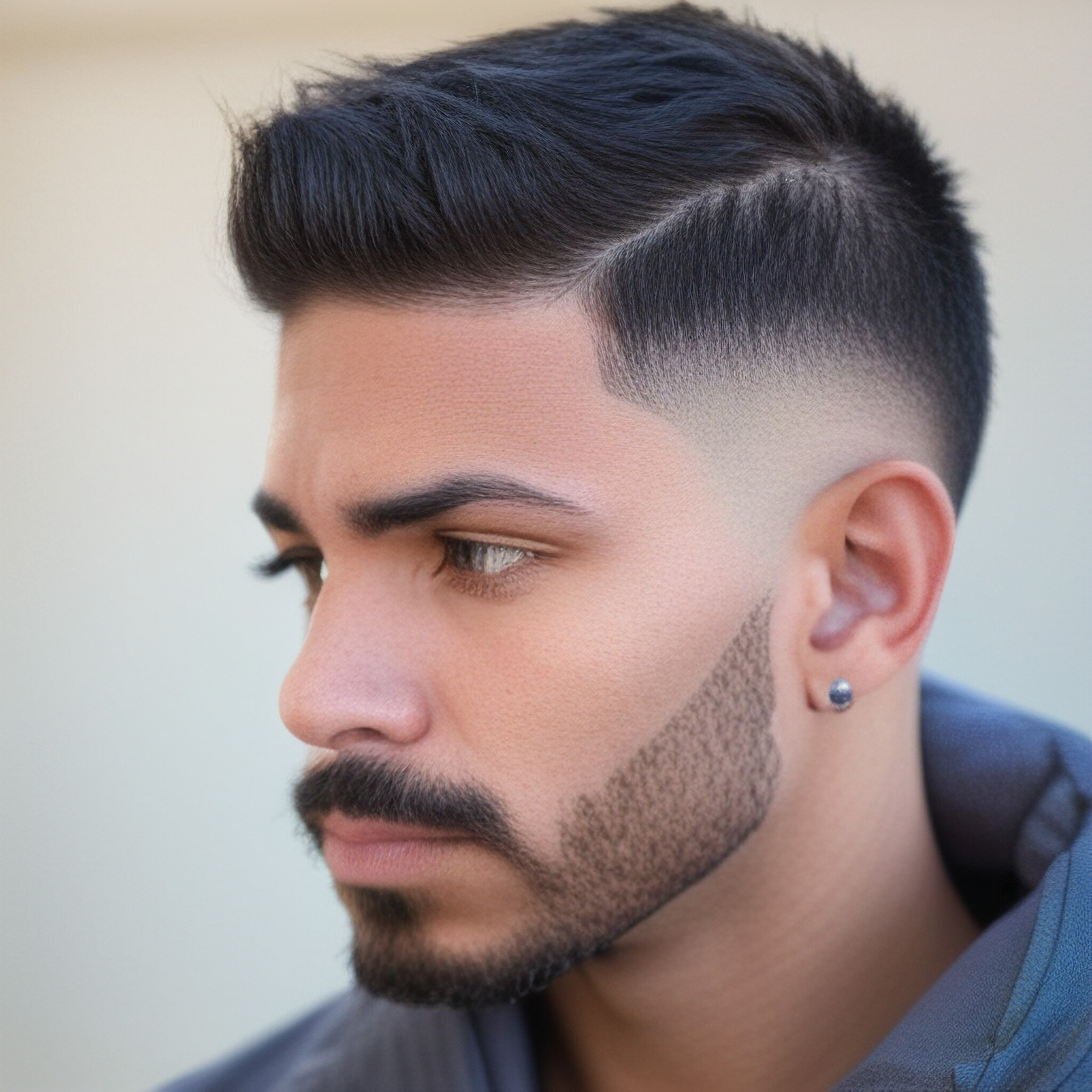 Discover the perfect balance of style and sophistication in this contemporary fade hairstyle.